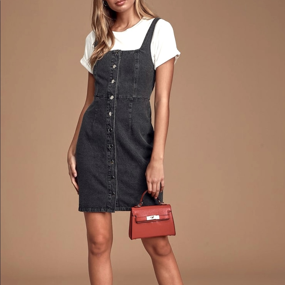 LULU’s Corra Washed Blacked Denim Mini Dress